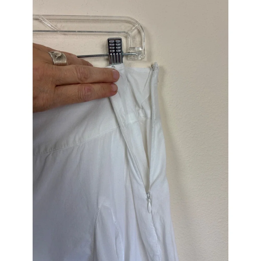 a.n.a Pleated Flare Skirt Sz 8 White Cotton Godet Poplin Boho Knee Length Lined